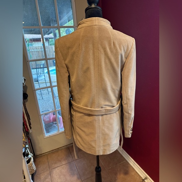 Vintage Juli se Roma Italian Cashmere Coat Women’s 10 Tan Belted Peacoat - Picture 11 of 12